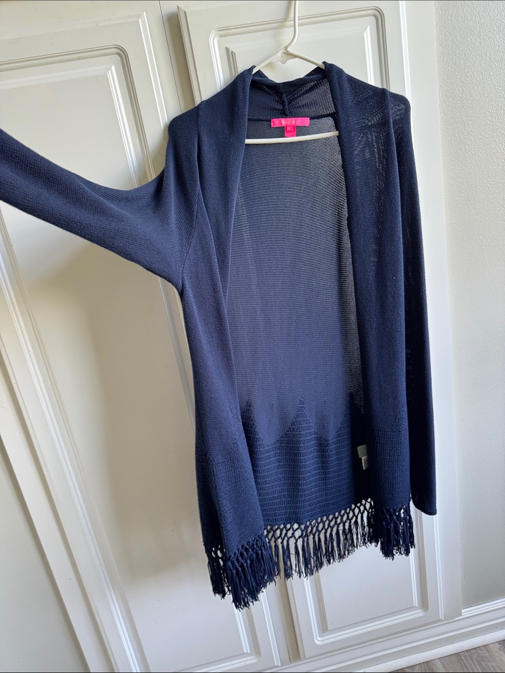Lilly Pulitzer XL navy fringe cardigan - Picture 4 of 4
